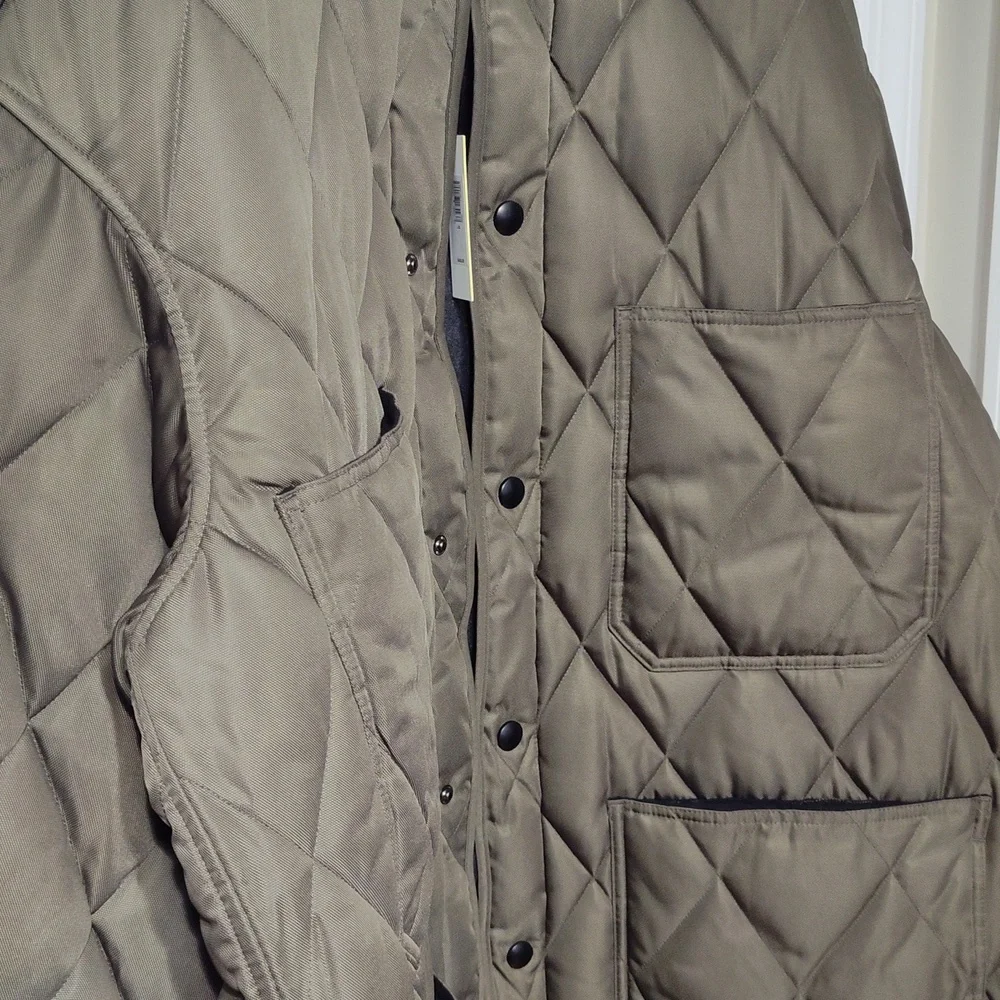 Banana Republic Oversized Light Olive Green Quilted Carcoat